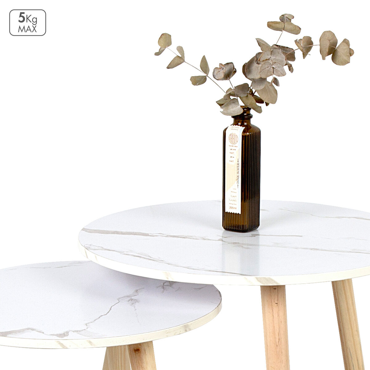 Set of 2 tables Max Home White 48 x 45 x 48 cm