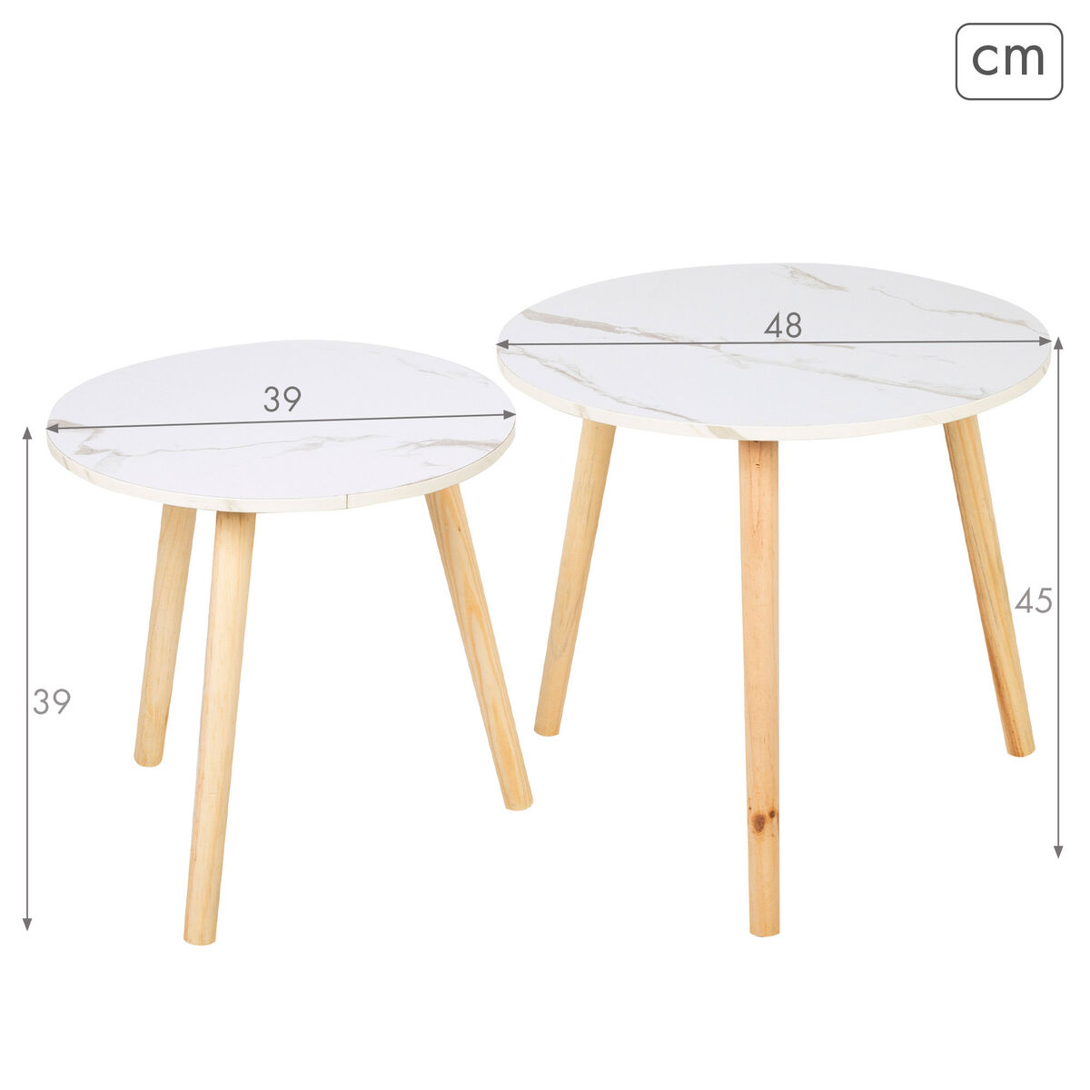 Set of 2 tables Max Home White 48 x 45 x 48 cm