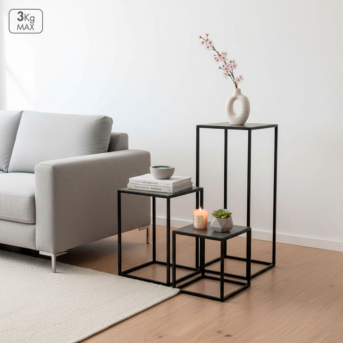 Set of 3 small tables Max Home 30 x 90 x 30 cm