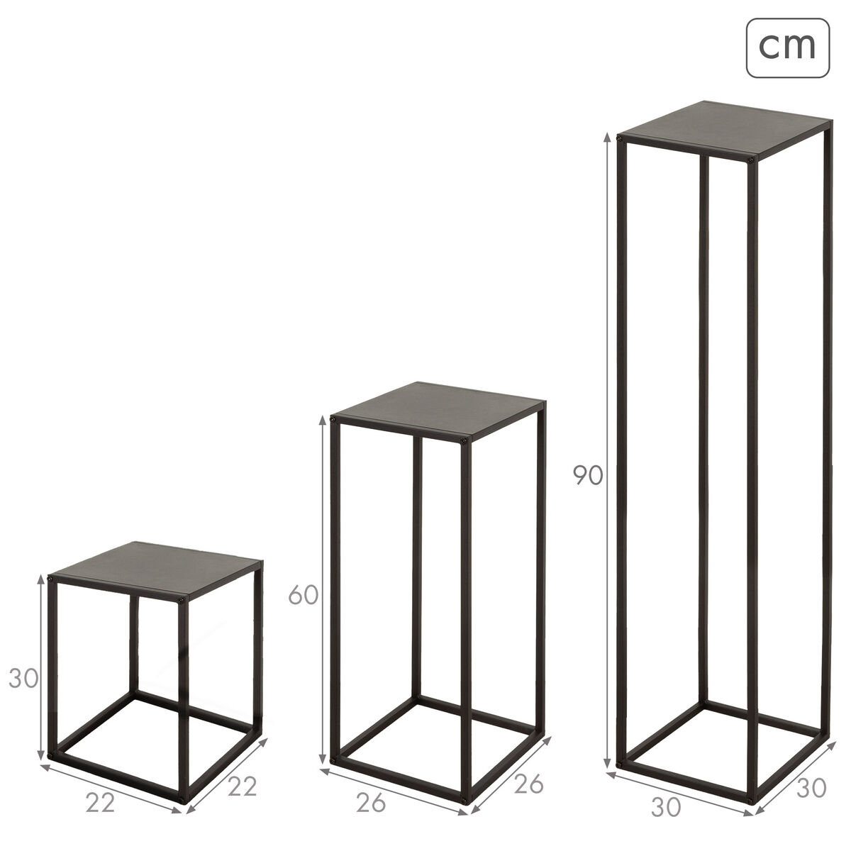 Set of 3 small tables Max Home 30 x 90 x 30 cm
