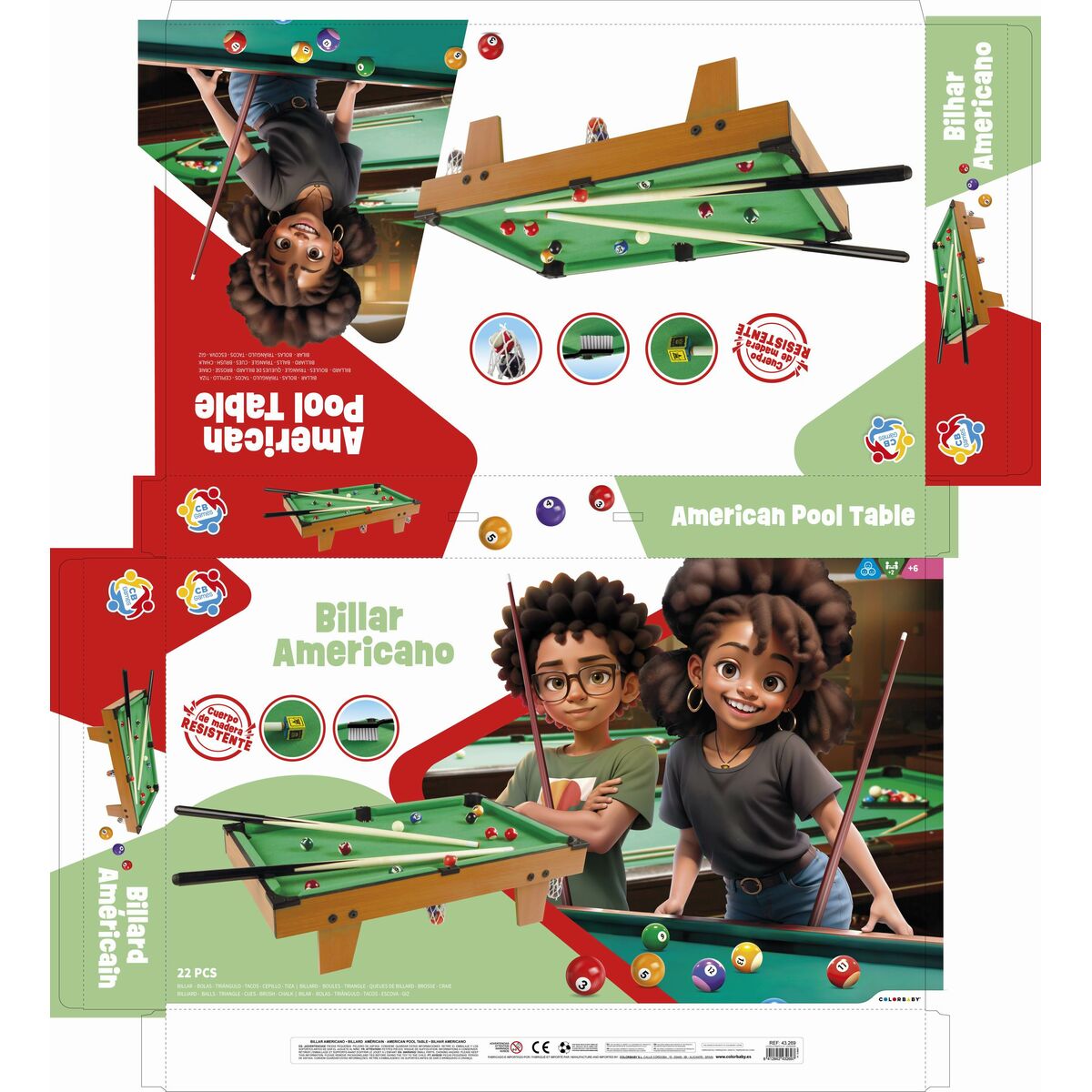 Tabletop Billiards AquaSport American 62 x 15 x 36 cm