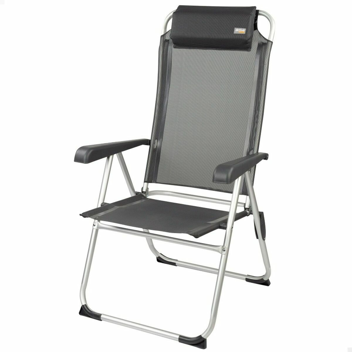 Folding Chair with Headrest Aktive Black 44 x 55 x 101 cm