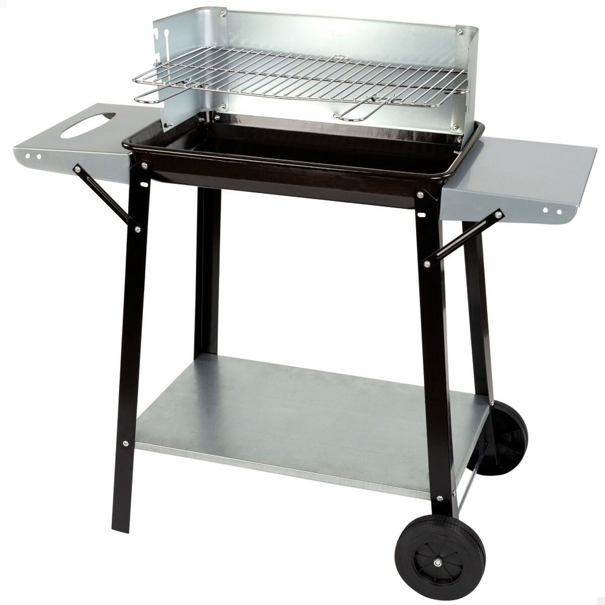 Coal Barbecue with Wheels Aktive Enamelled Metal 90 x 85 x 32 cm Black Coal Barbecue with Wheels Aktive Enamelled Metal 90 x 85 x 32 cm Black