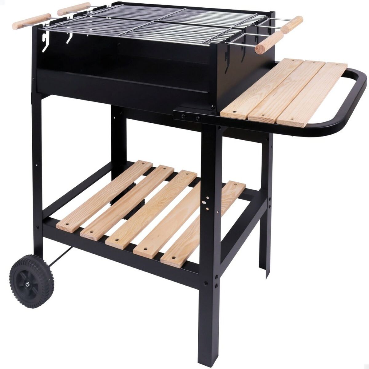 Coal Barbecue with Wheels Aktive Enamelled Metal 100,5 x 88,5 x 40 cm Black Coal Barbecue with Wheels Aktive Enamelled Metal 100,5 x 88,5 x 40 cm Black