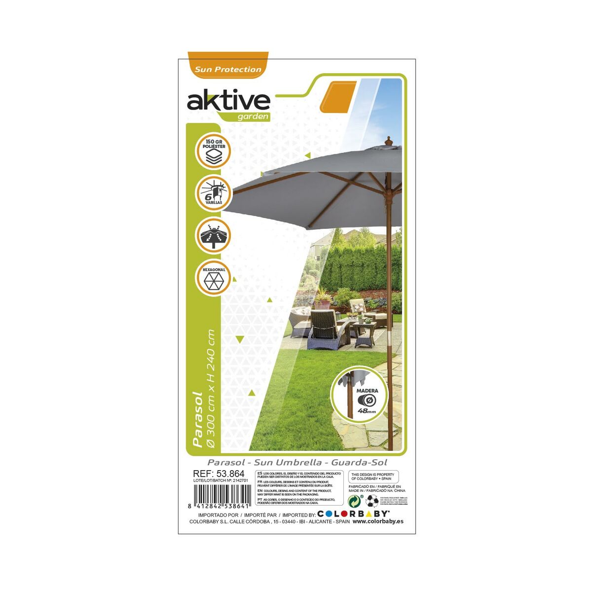 Umbrella Aktive Grey 300 cm 300 x 240 x 300 cm