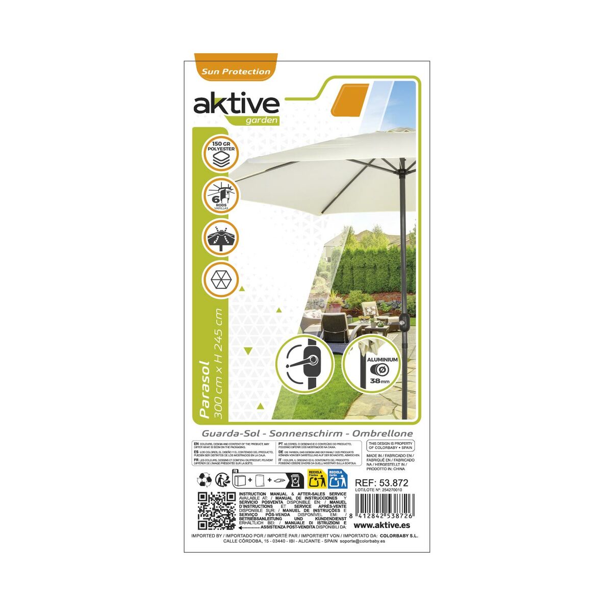 Umbrella Aktive Cream  300 cm 300 x 245 x 300 cm