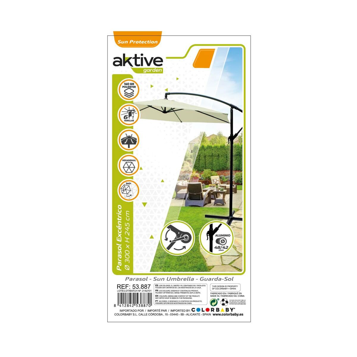 Umbrella Aktive BANANA Cream  300 cm 300 x 255 x 300 cm
