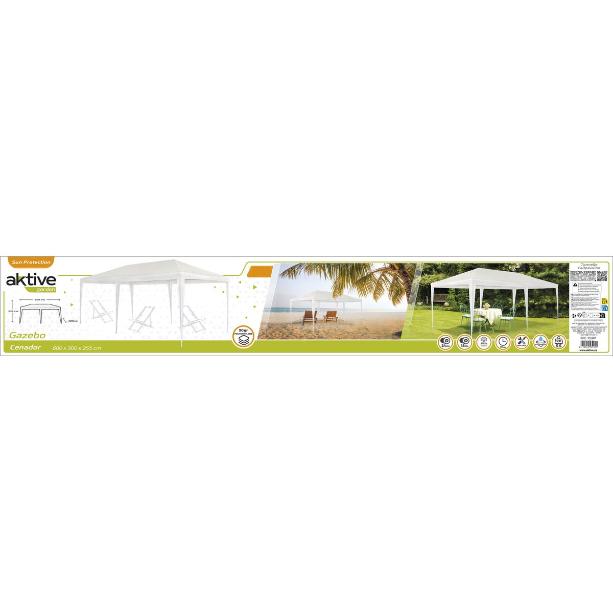 Gazebo Aktive 300 x 255 x 600 cm Metal White Plastic