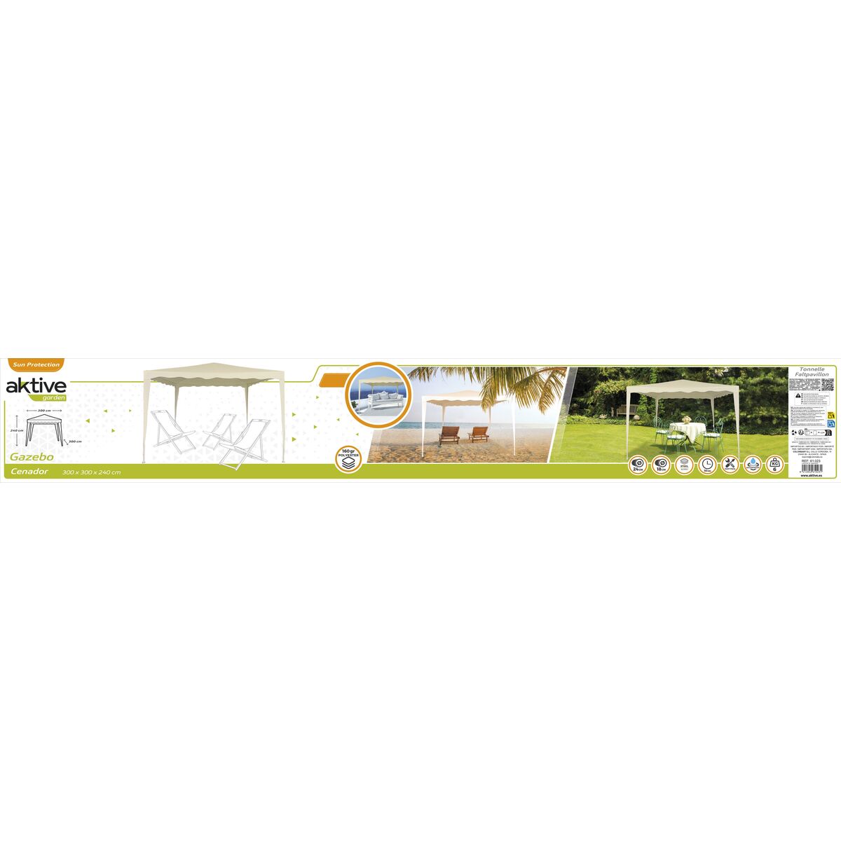 Gazebo Aktive 300 x 240 x 300 cm Metal Polyester Cream