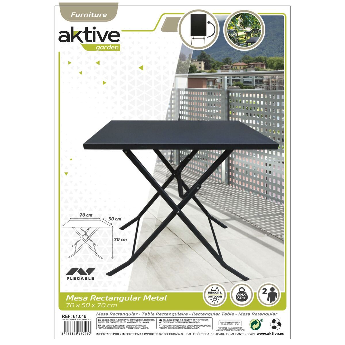 Folding Table Aktive 70 x 70 x 50 cm Steel