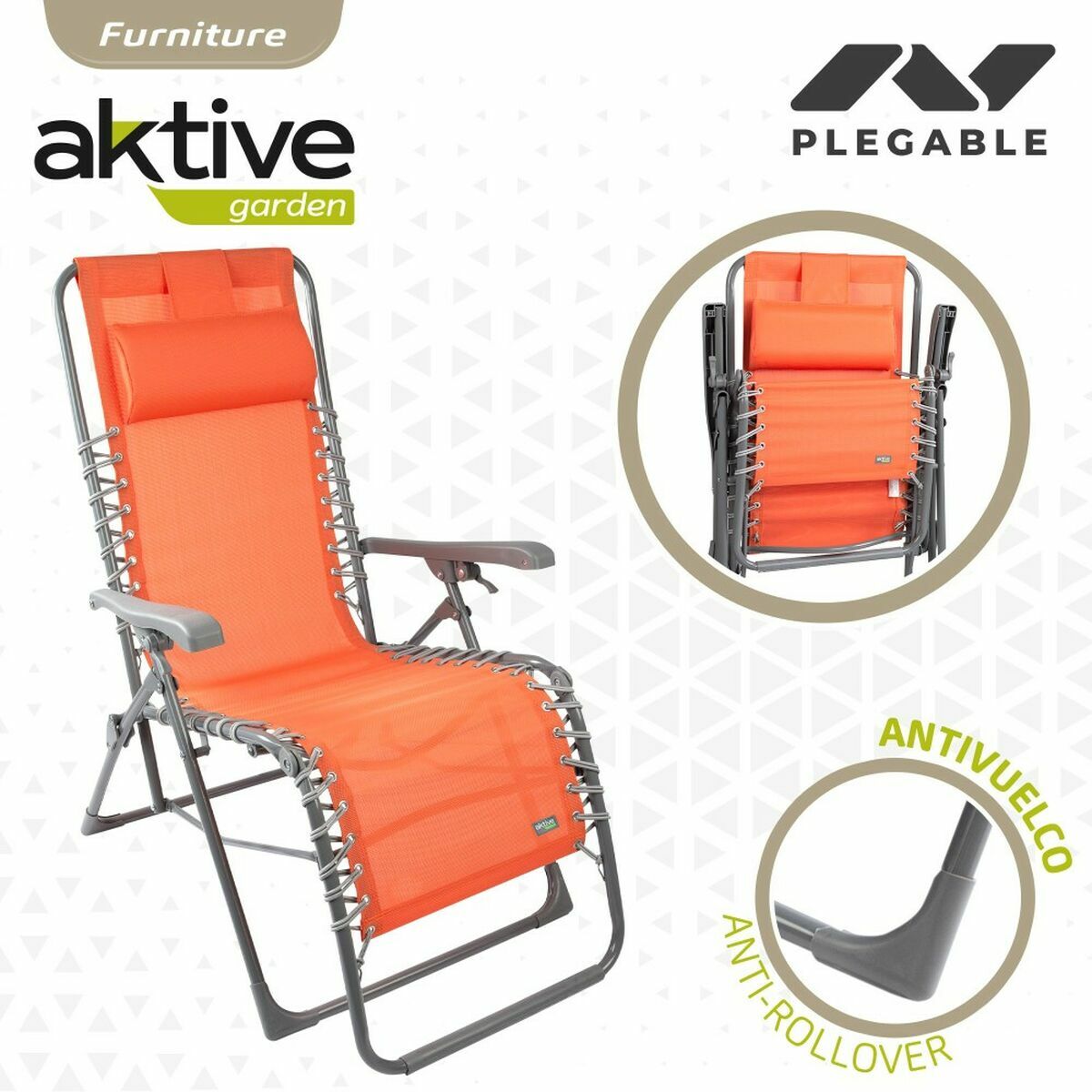 Sun-lounger Aktive Orange textilene 160 x 52 x 76 cm