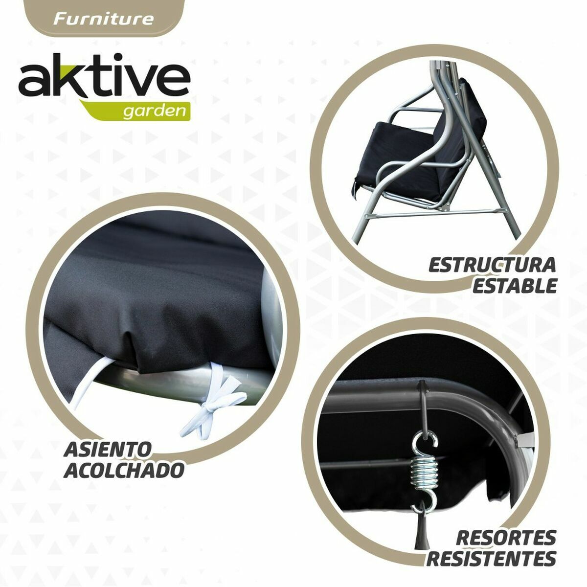 Rocker Aktive 3 places Black 180 x 107 x 160 cm