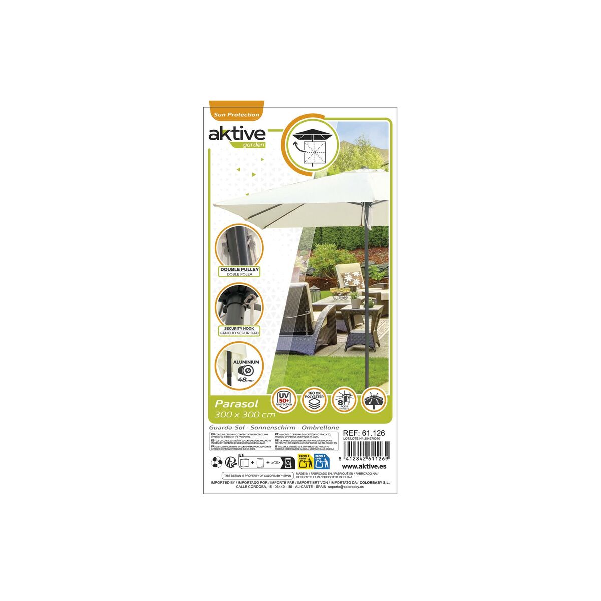 Sunshade Aktive 300 x 271 x 300 cm Steel Aluminium Cream