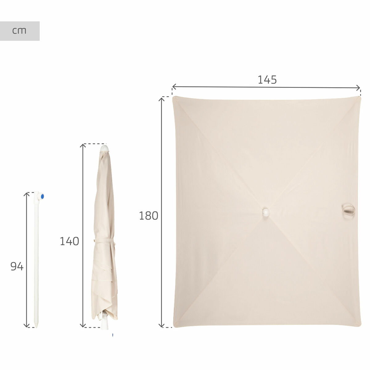 Sunshade Aktive 180 x 220 x 145 cm Dark grey