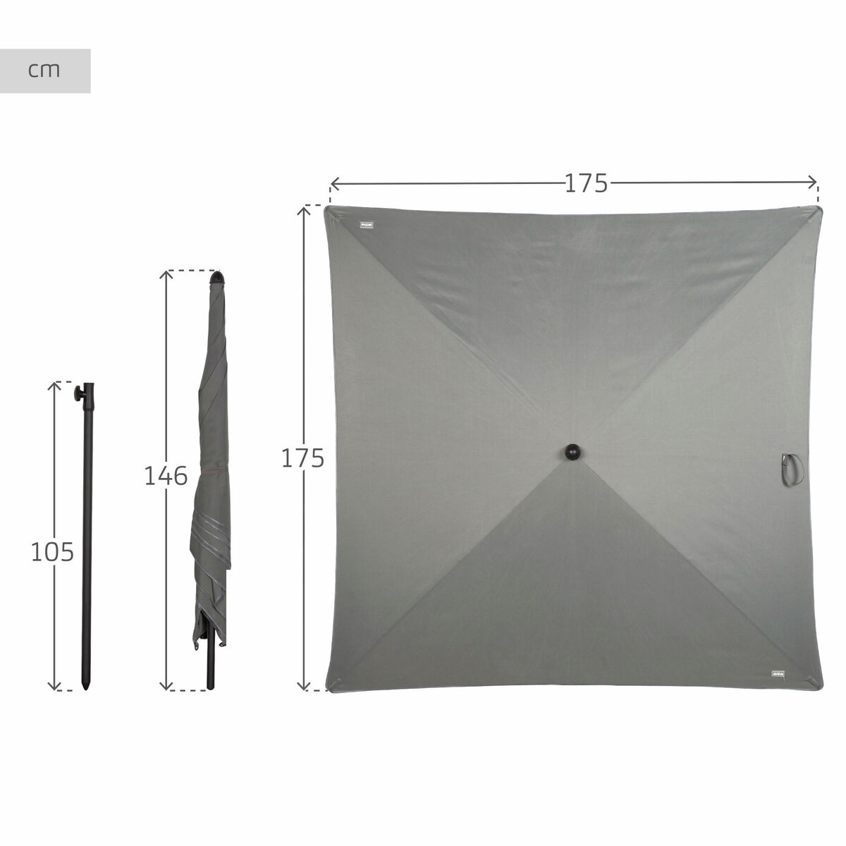 Sunshade Aktive Grey 175 x 240 x 175 cm