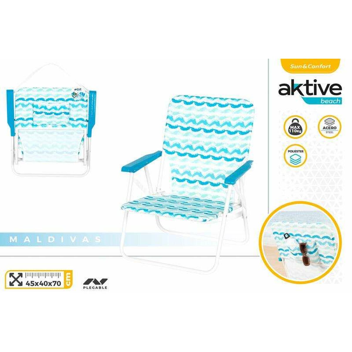 Folding Chair Aktive 45 x 40 x 70 cm