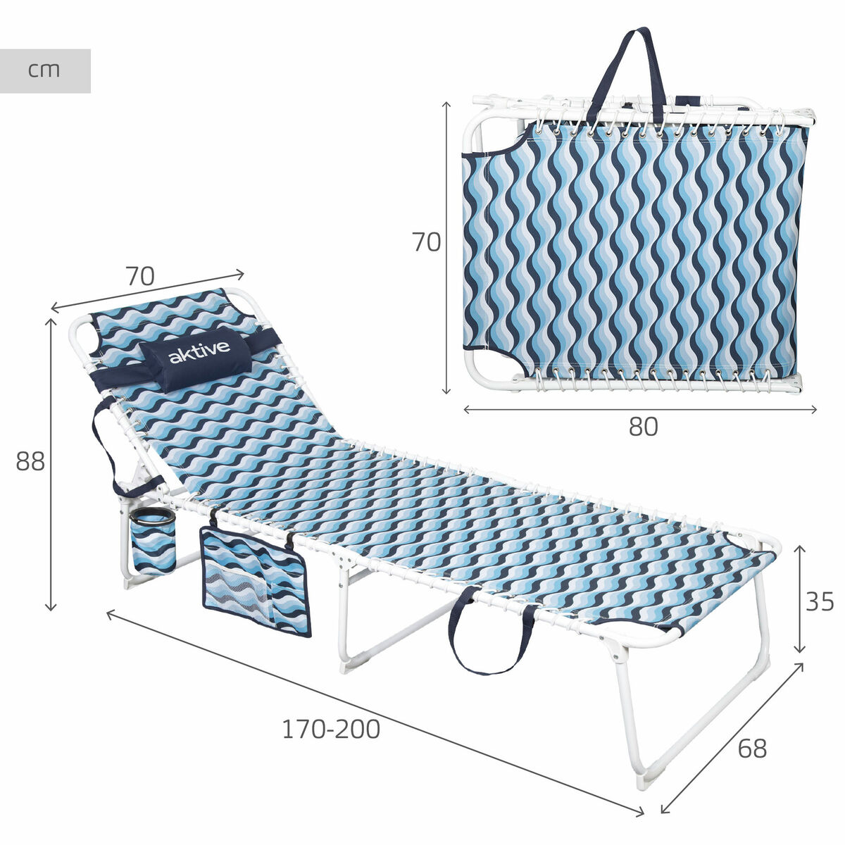 Hammock Aktive Blue Steel 200 x 88 x 70 cm