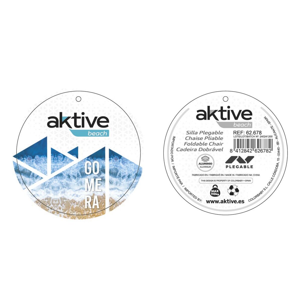 Folding Chair Aktive 45 x 52 x 22 cm Blue