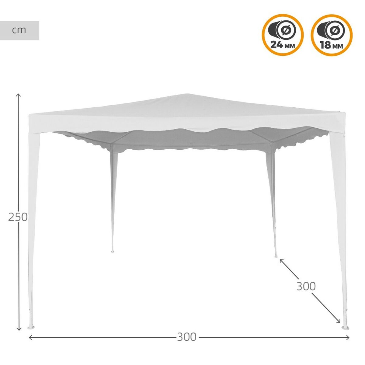 Gazebo Aktive 300 x 250 x 300 cm Steel White Plastic