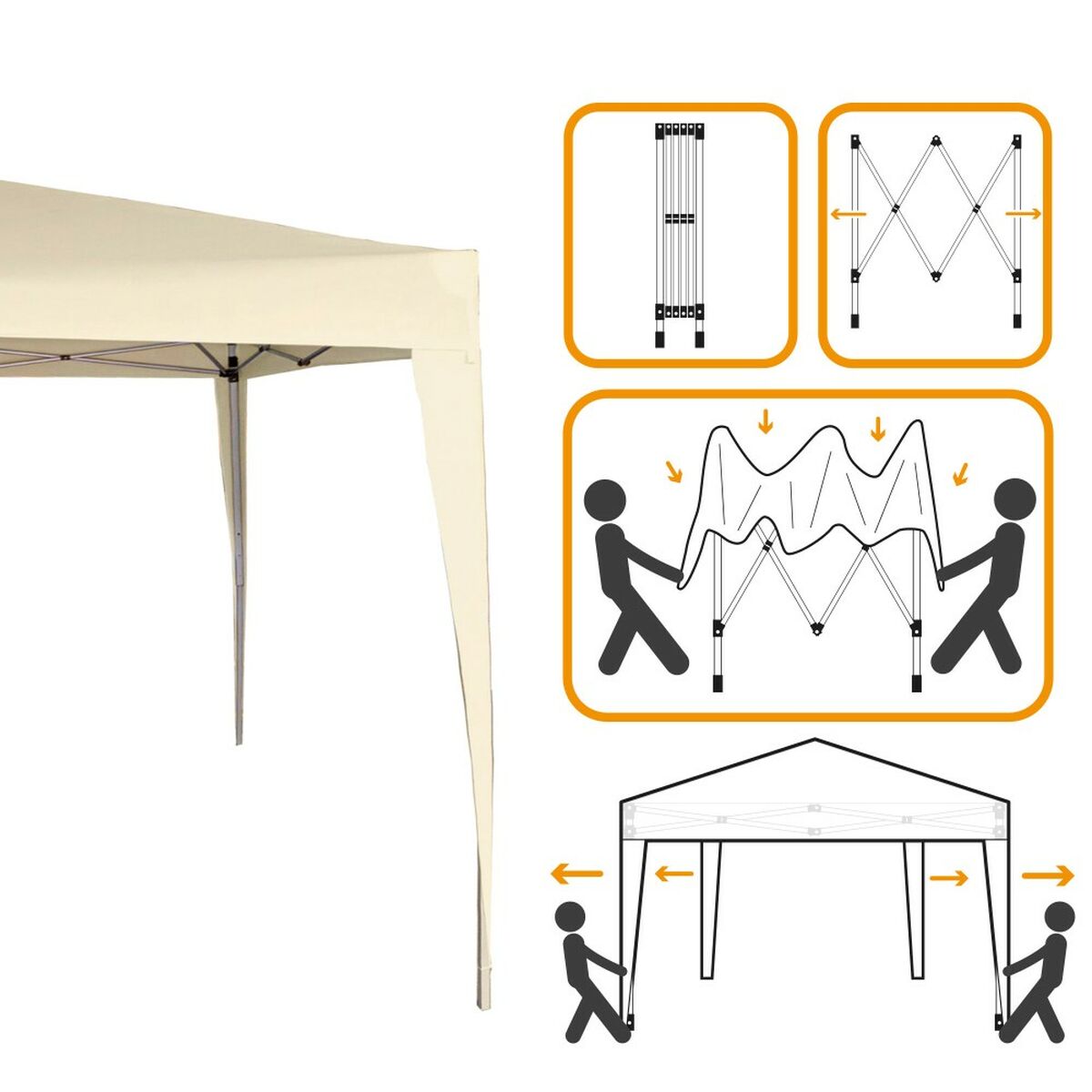 Gazebo Aktive 300 x 240 x 300 cm Steel Cream Plastic