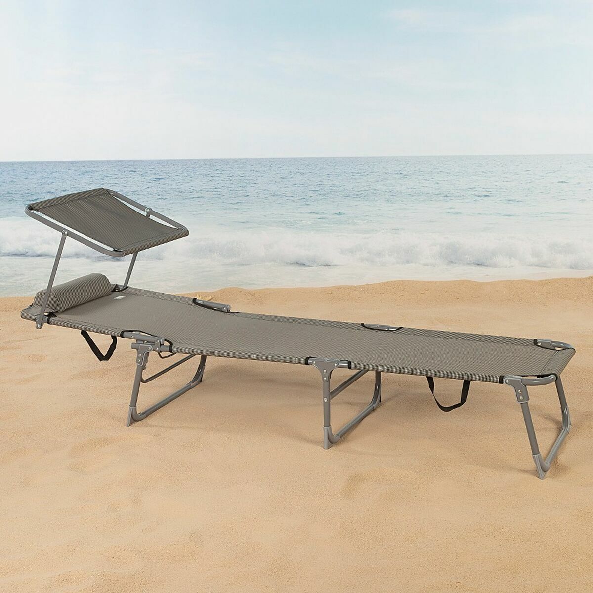 Sun-lounger Aktive Grey 193 x 53 x 30 cm Foldable Parasol