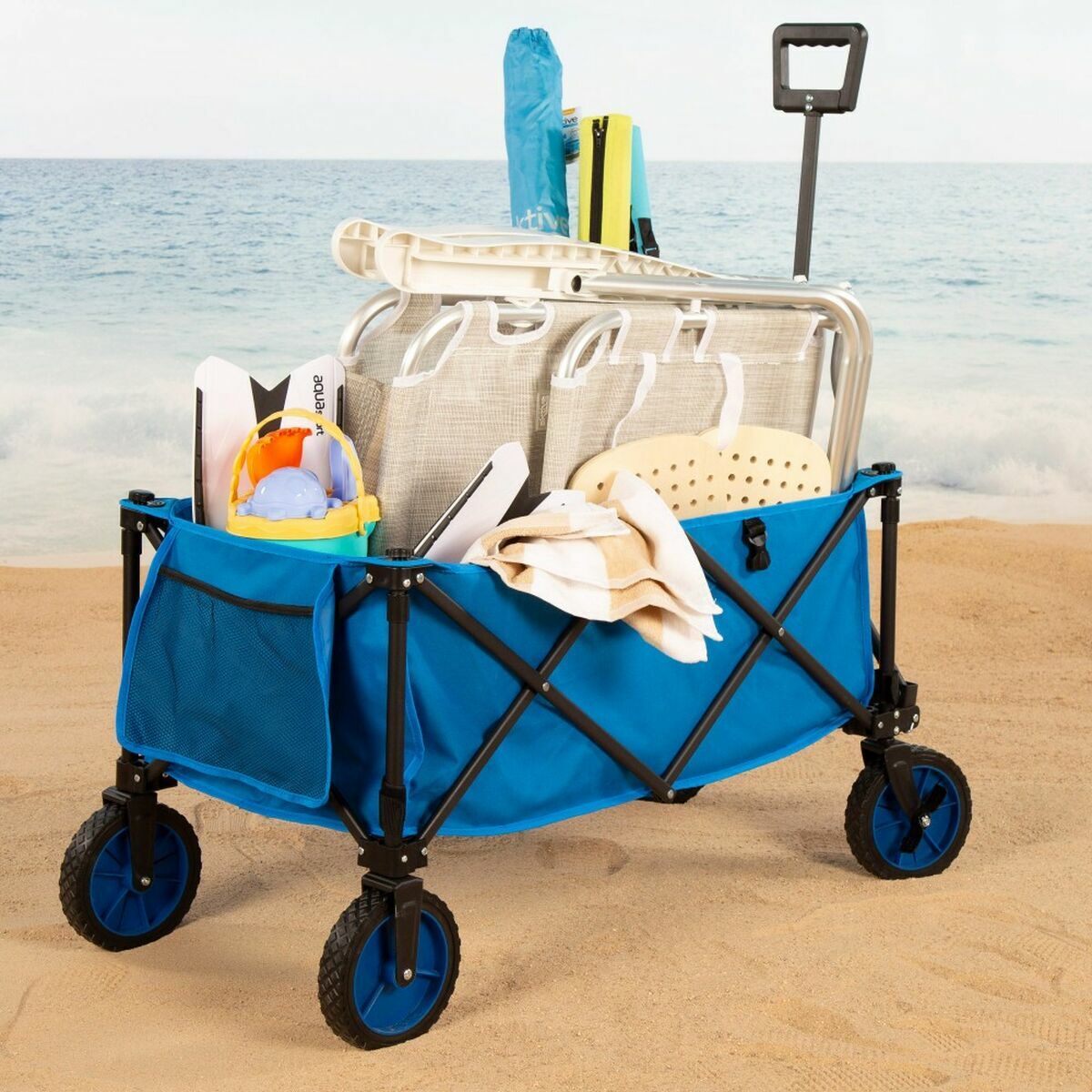 Multi-purpose Cart Aktive Blue Black 88 x 47 x 53 cm Foldable Beach