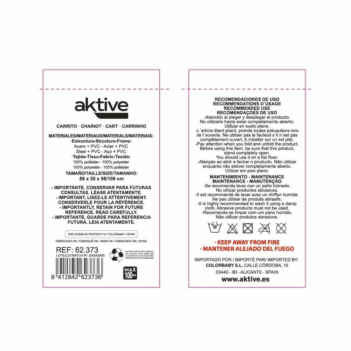 Multi-purpose Cart Aktive Polyester PVC Steel 88 x 108 x 47 cm