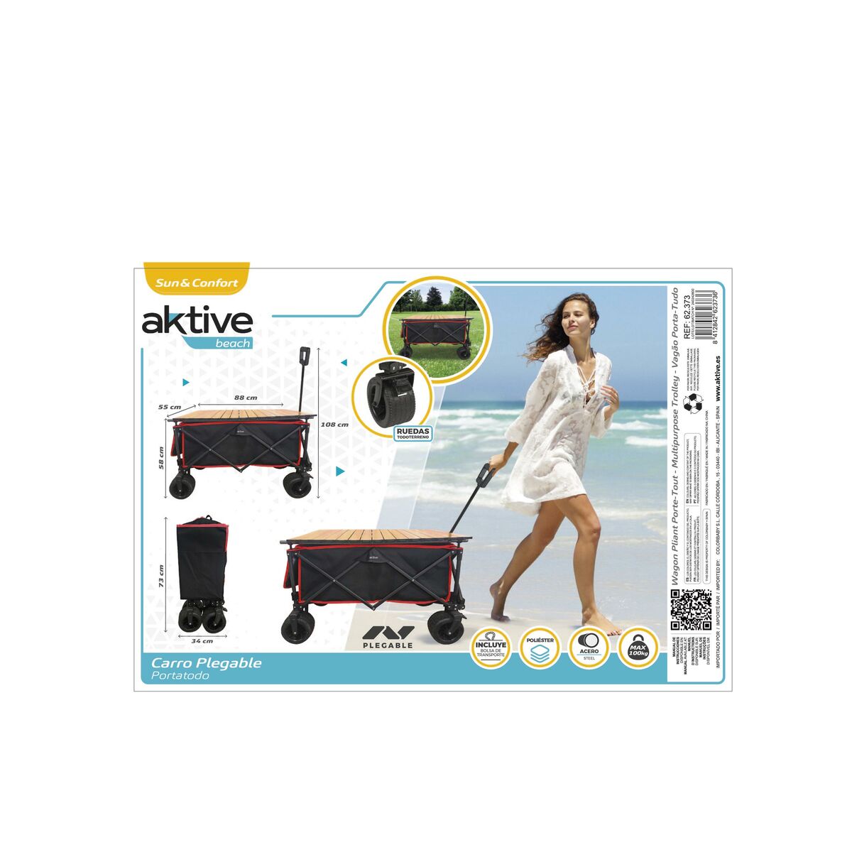 Multi-purpose Cart Aktive Polyester PVC Steel 88 x 108 x 47 cm