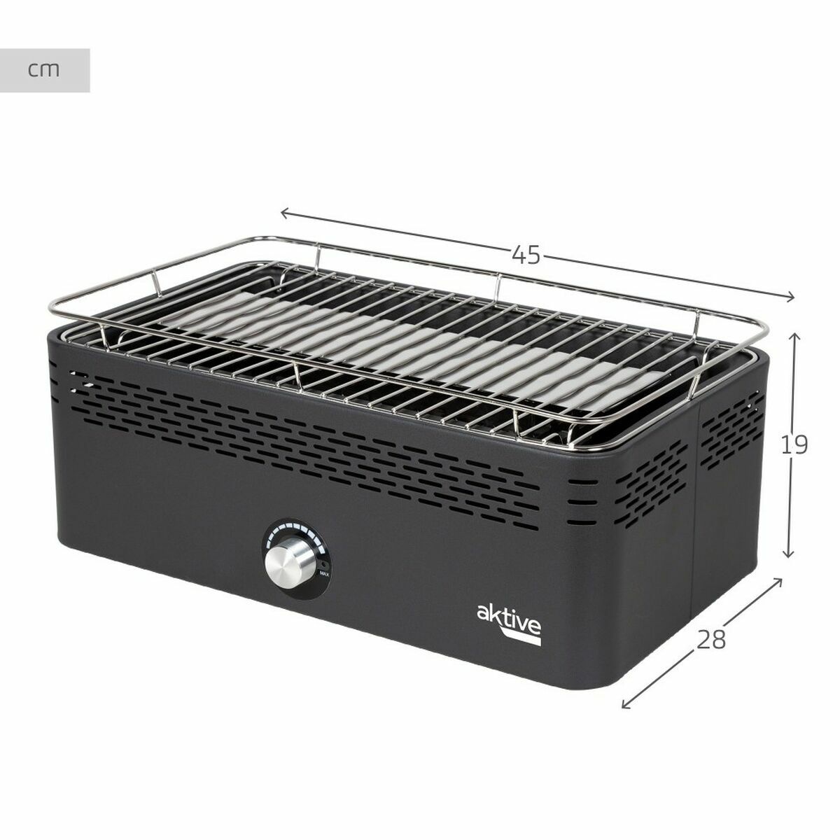 Portable Smokeless Charcoal Barbecue Aktive 45 x 19 x 28 cm