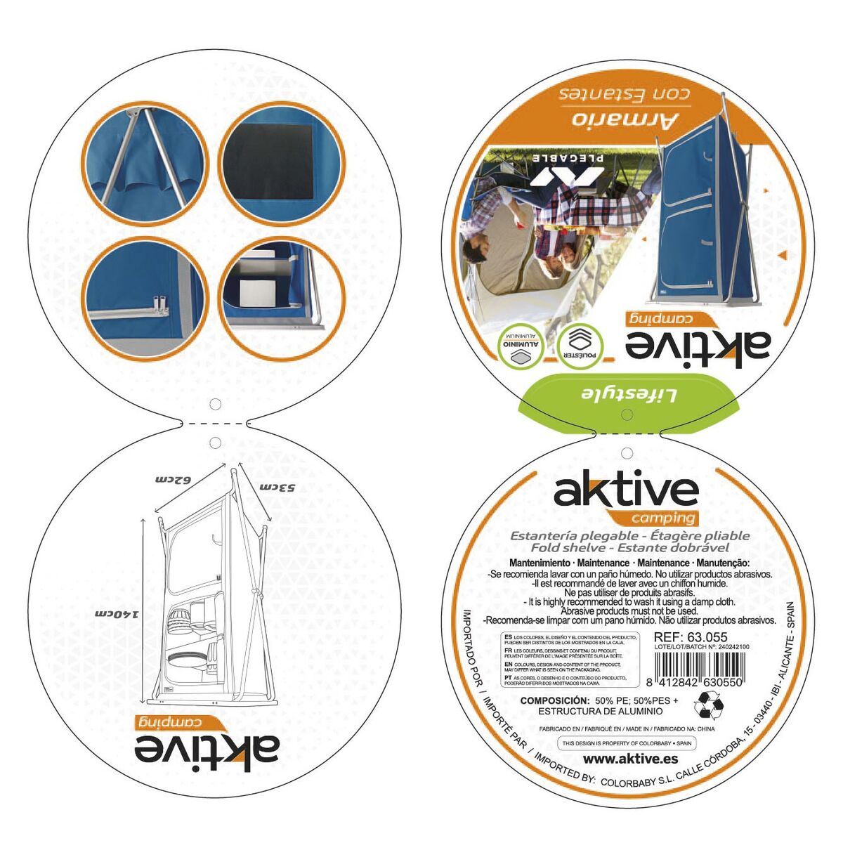 Camping wardrobe Aktive 62 x 140 x 53 cm