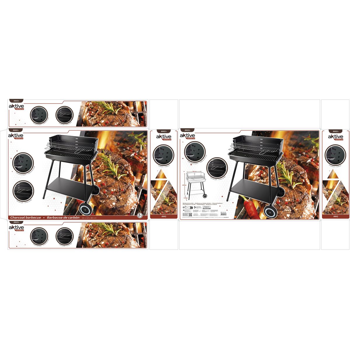 Barbecue Portable Aktive Stainless steel Steel 55 x 82 x 43 cm