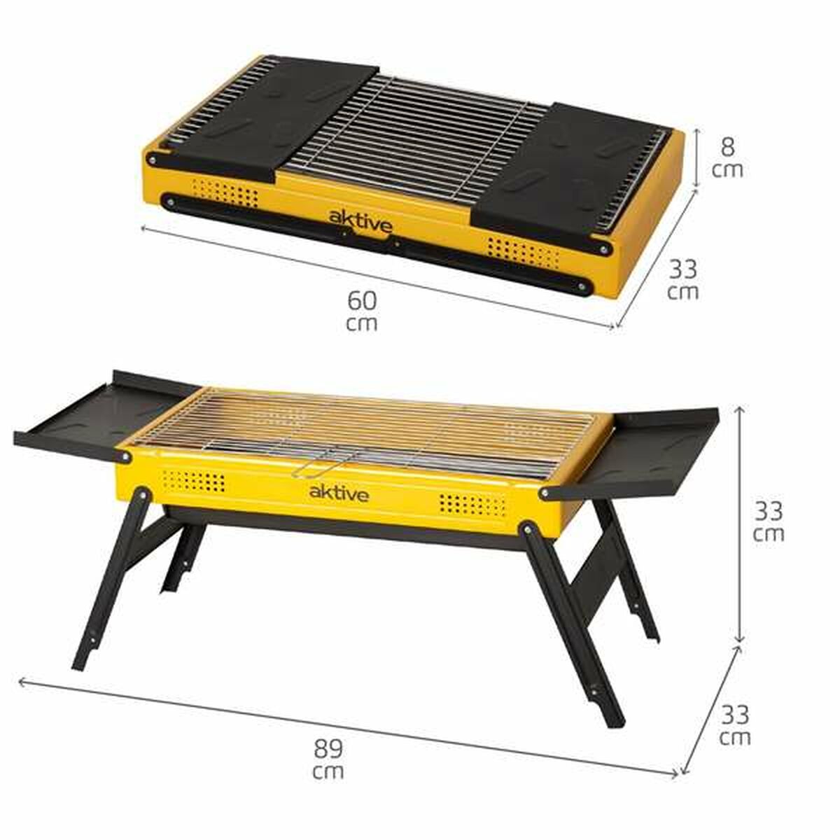 Barbecue Portable Aktive Steel 89 x 33 x 33 cm Yellow