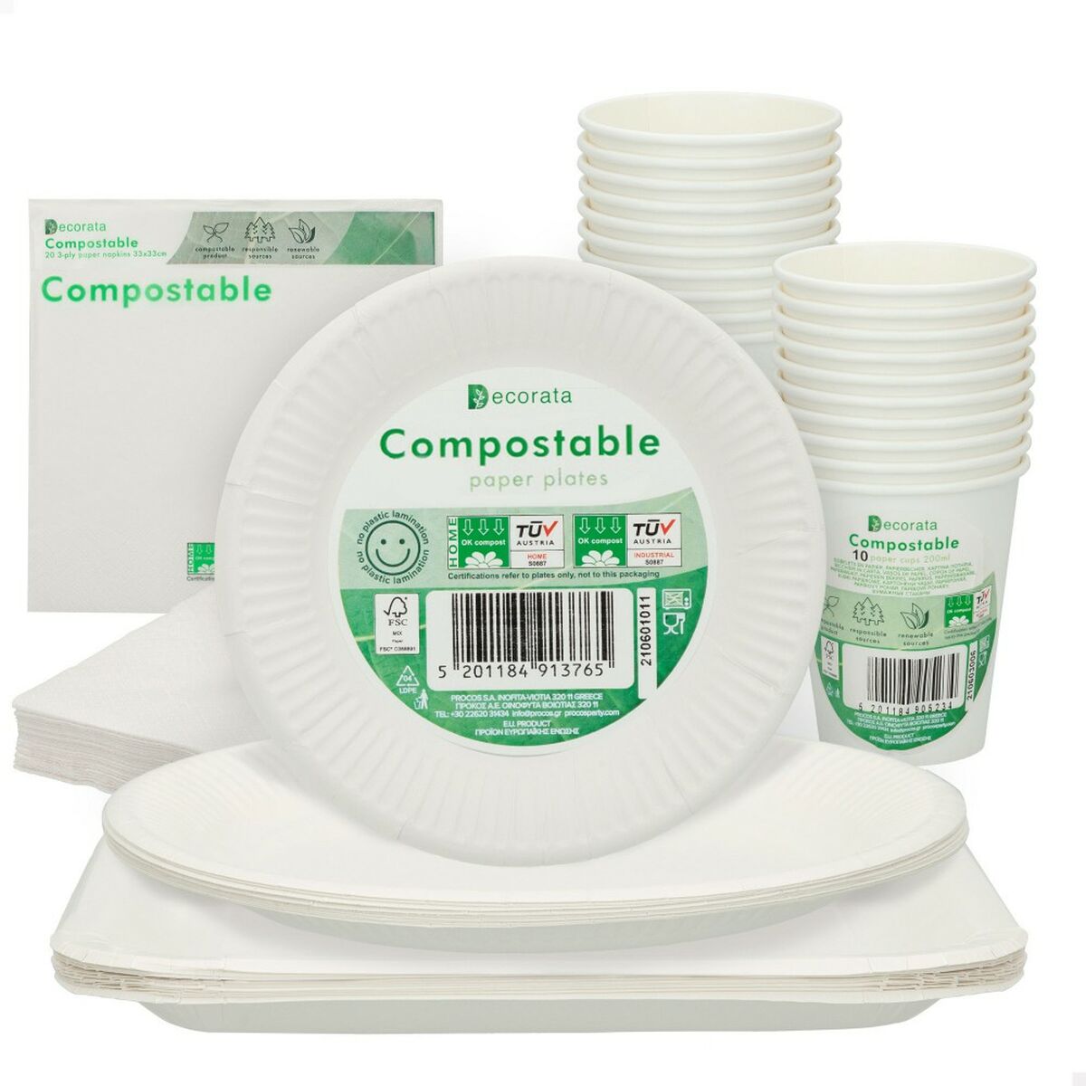Party supply set Procos White (70 piezas) Party supply set Procos White (70 piezas)