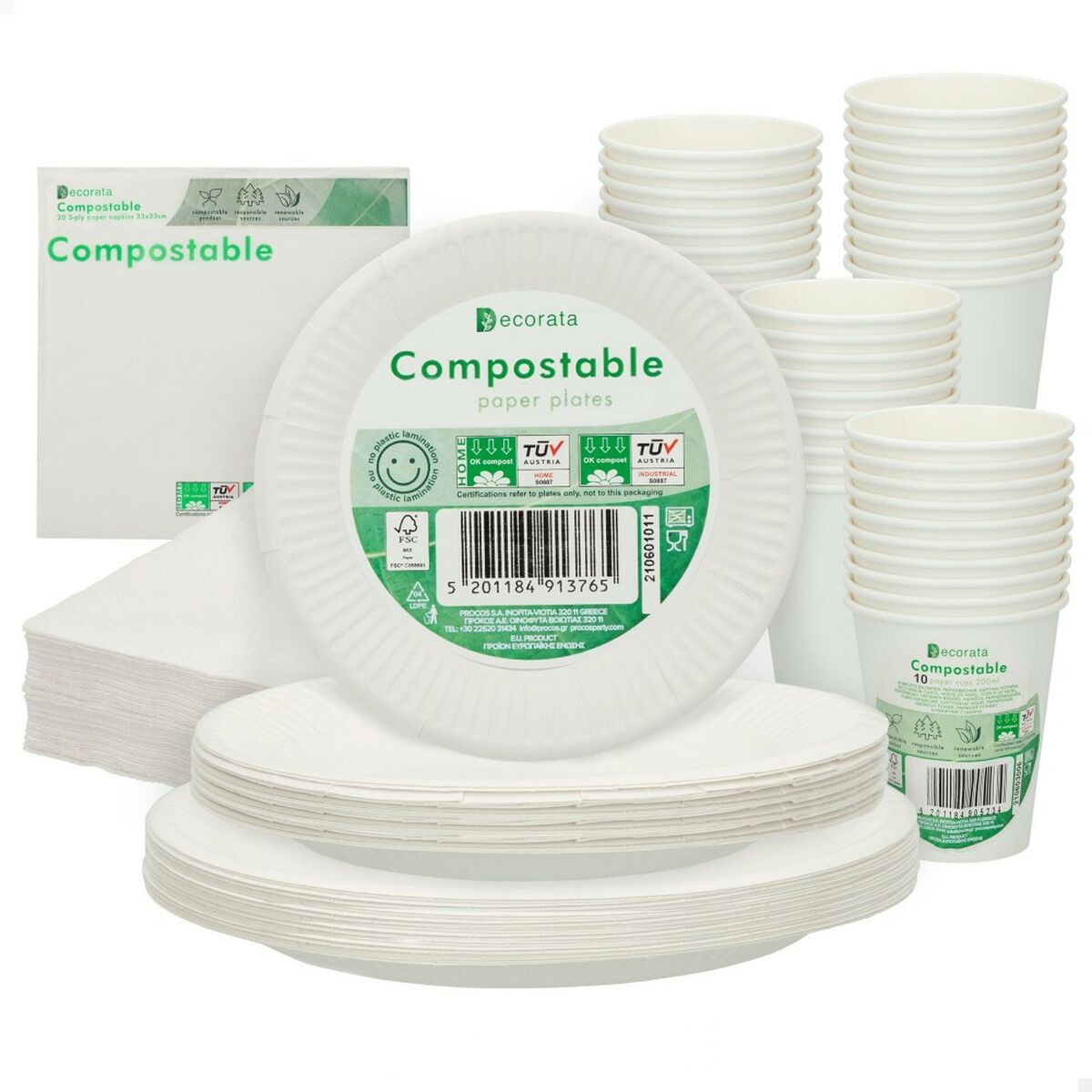 Party supply set Procos White (180 Pieces) Party supply set Procos White (180 Pieces)