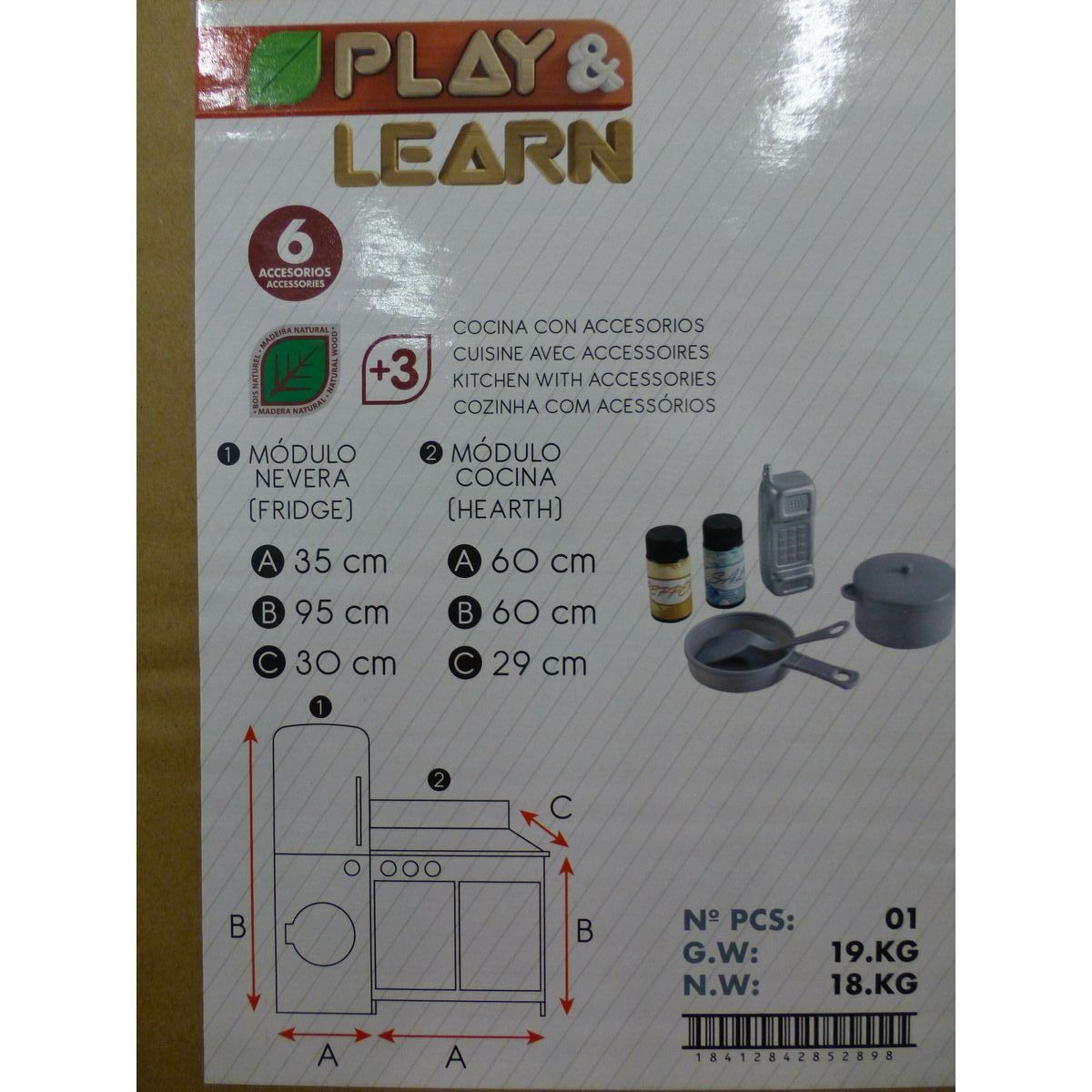 Toy kitchen Play & Learn Modern 95 x 95 x 30 cm