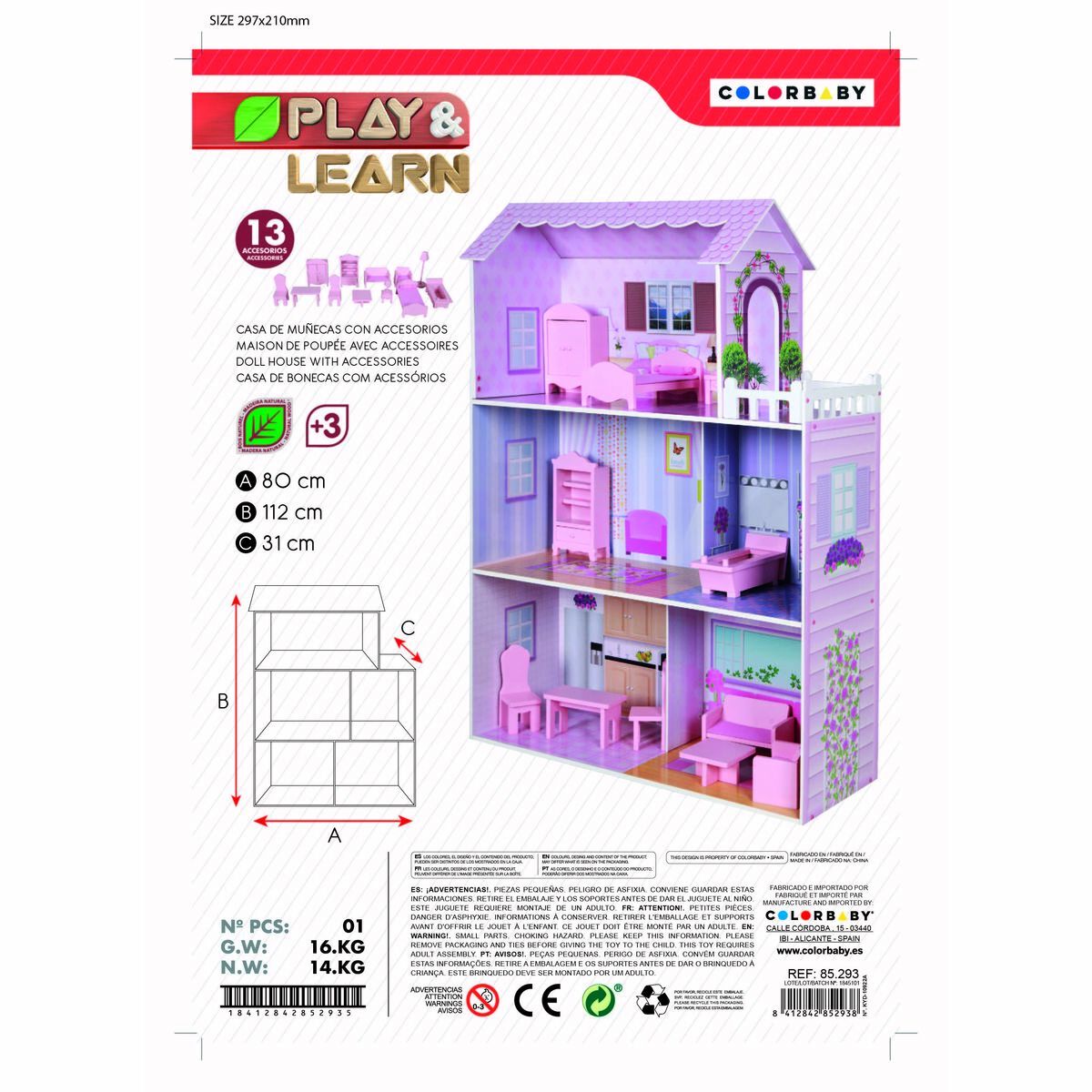 Doll’s House Play & Learn 14 Pieces 80 x 112 x 31 cm