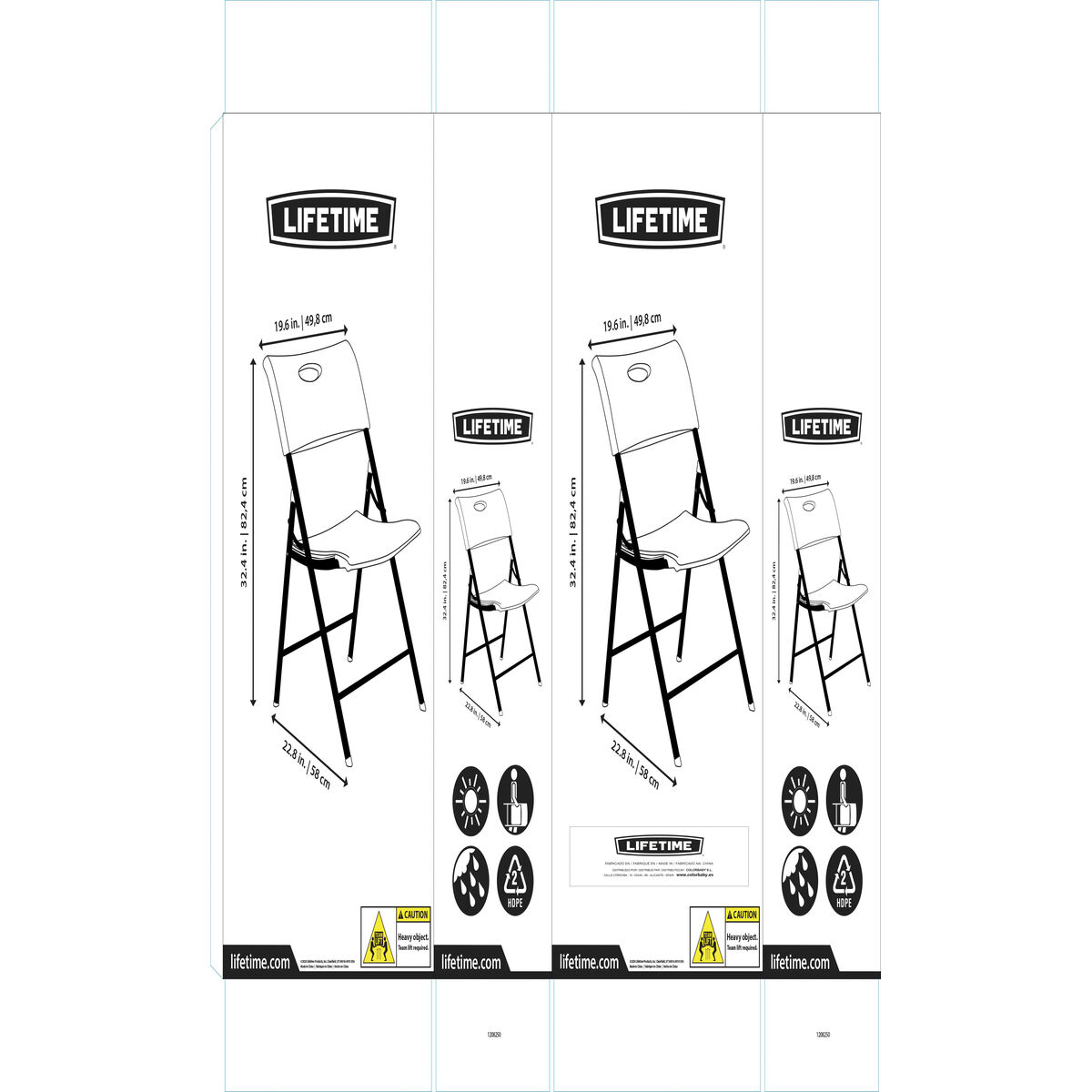Folding Chair Lifetime White 4 Units 50 x 58 x 83 cm