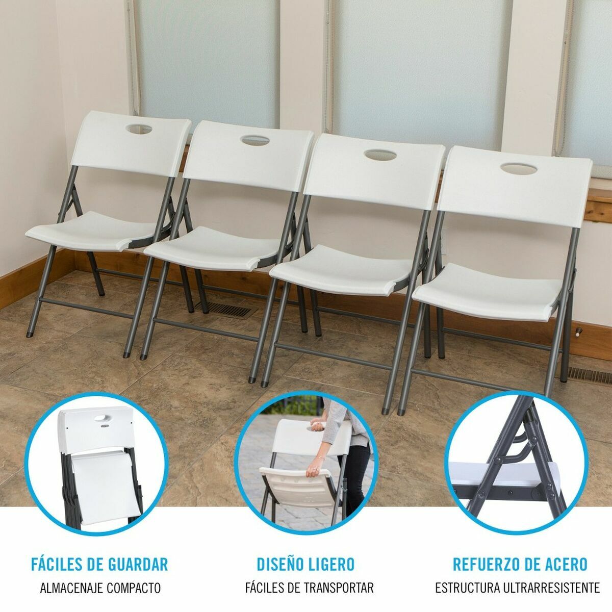 Folding Chair Lifetime White 4 Units 50 x 58 x 83 cm