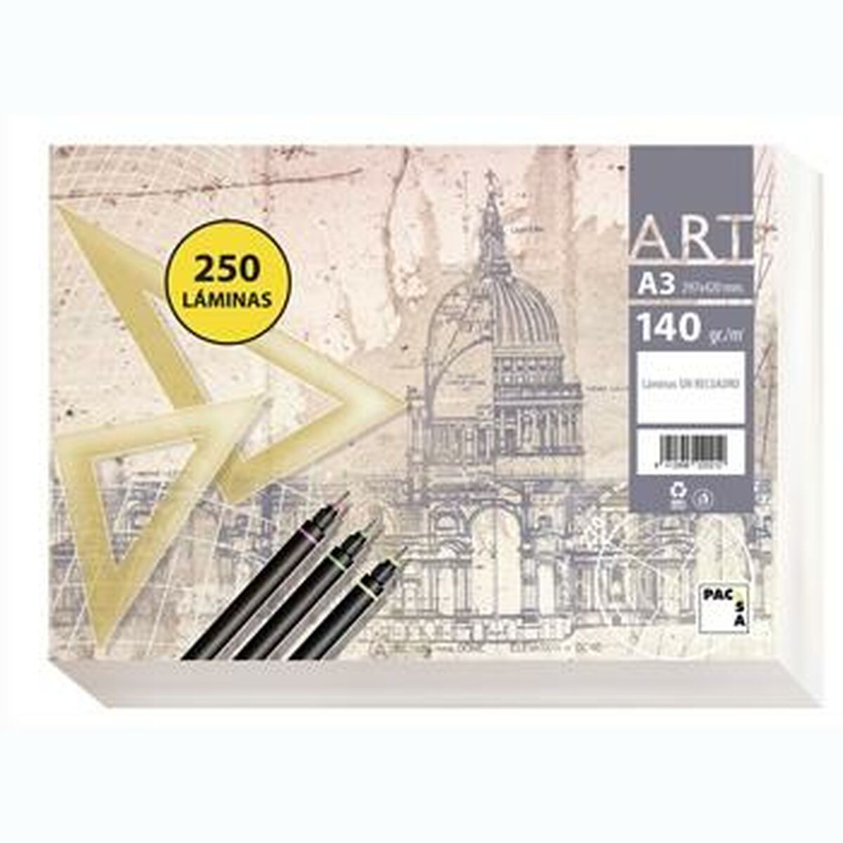 Drawing paper Pacsa ART White A3 250 Sheets (4 Units)