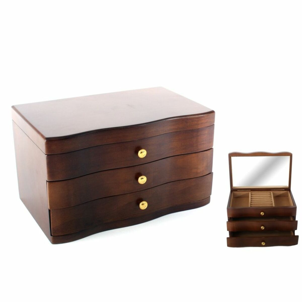 Jewelry box DKD Home Decor 27 x 18 x 16 cm Brown MDF Wood Jewelry box DKD Home Decor 27 x 18 x 16 cm Brown MDF Wood