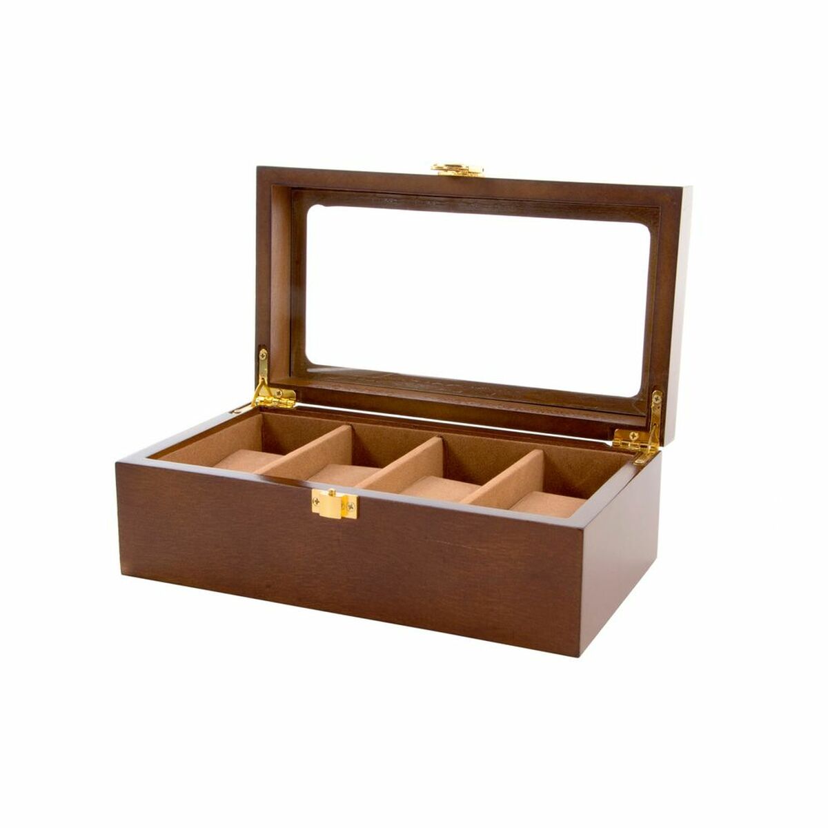 Jewelry box DKD Home Decor Watches Brown Wood Crystal MDF Wood 22 x 12 x 8 cm