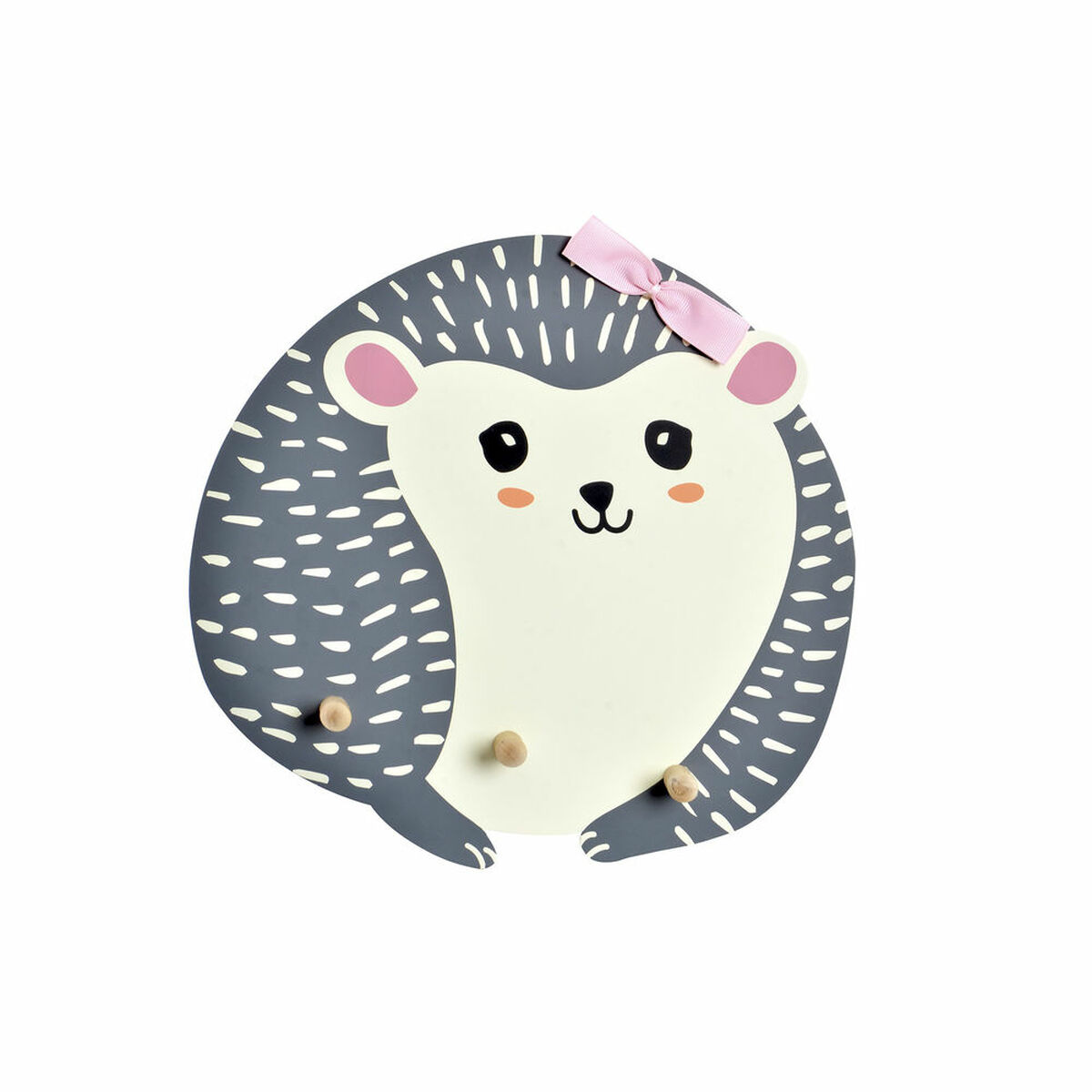 Coat rack DKD Home Decor White Grey Wood Plastic MDF Wood Children’s Hedgehog 30 x 4,5 x 30 cm