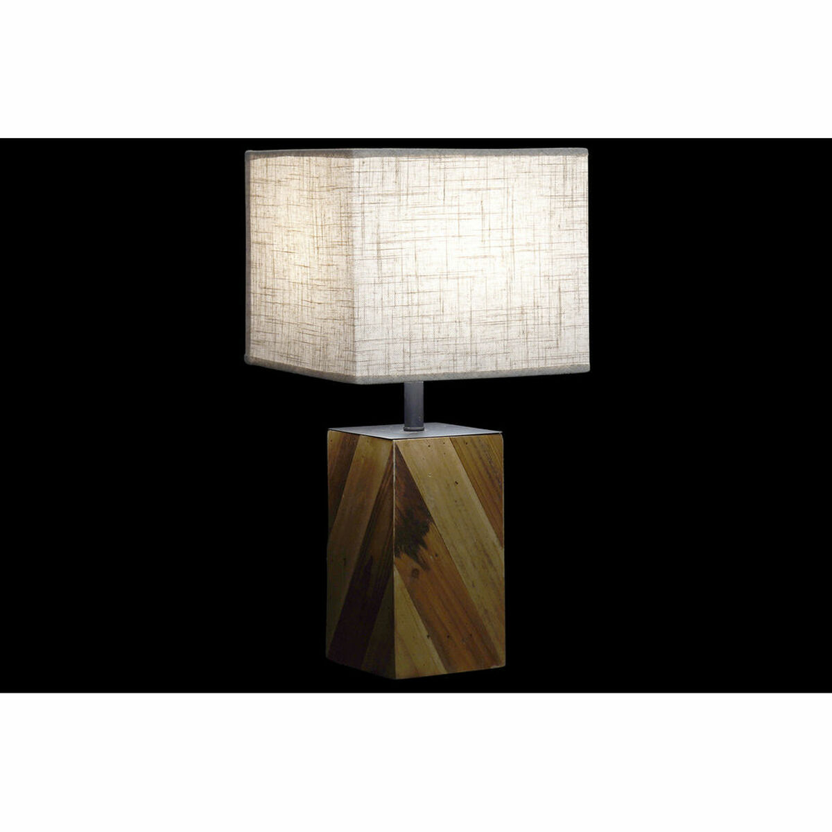 Desk lamp DKD Home Decor 25,5 x 25,05 x 52 cm Fir Natural Beige Metal Cream 220 V 60 W 25 x 25 x 21 cm (2 Units)