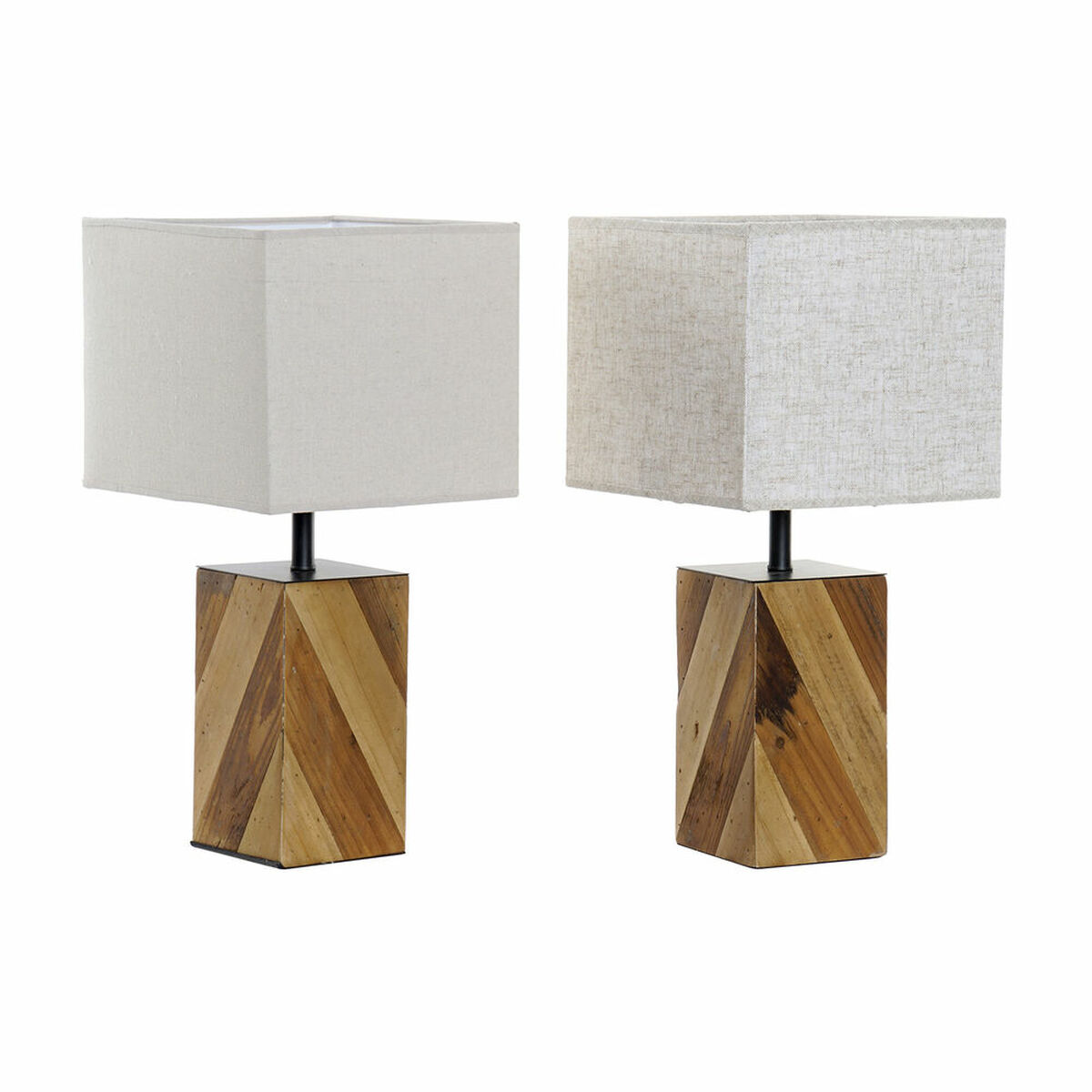 Desk lamp DKD Home Decor 25,5 x 25,05 x 52 cm Fir Natural Beige Metal Cream 220 V 60 W 25 x 25 x 21 cm (2 Units)