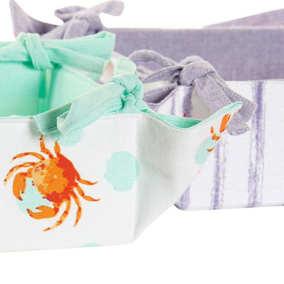 Basket DKD Home Decor Summer Blue Green Cotton (2 pcs)