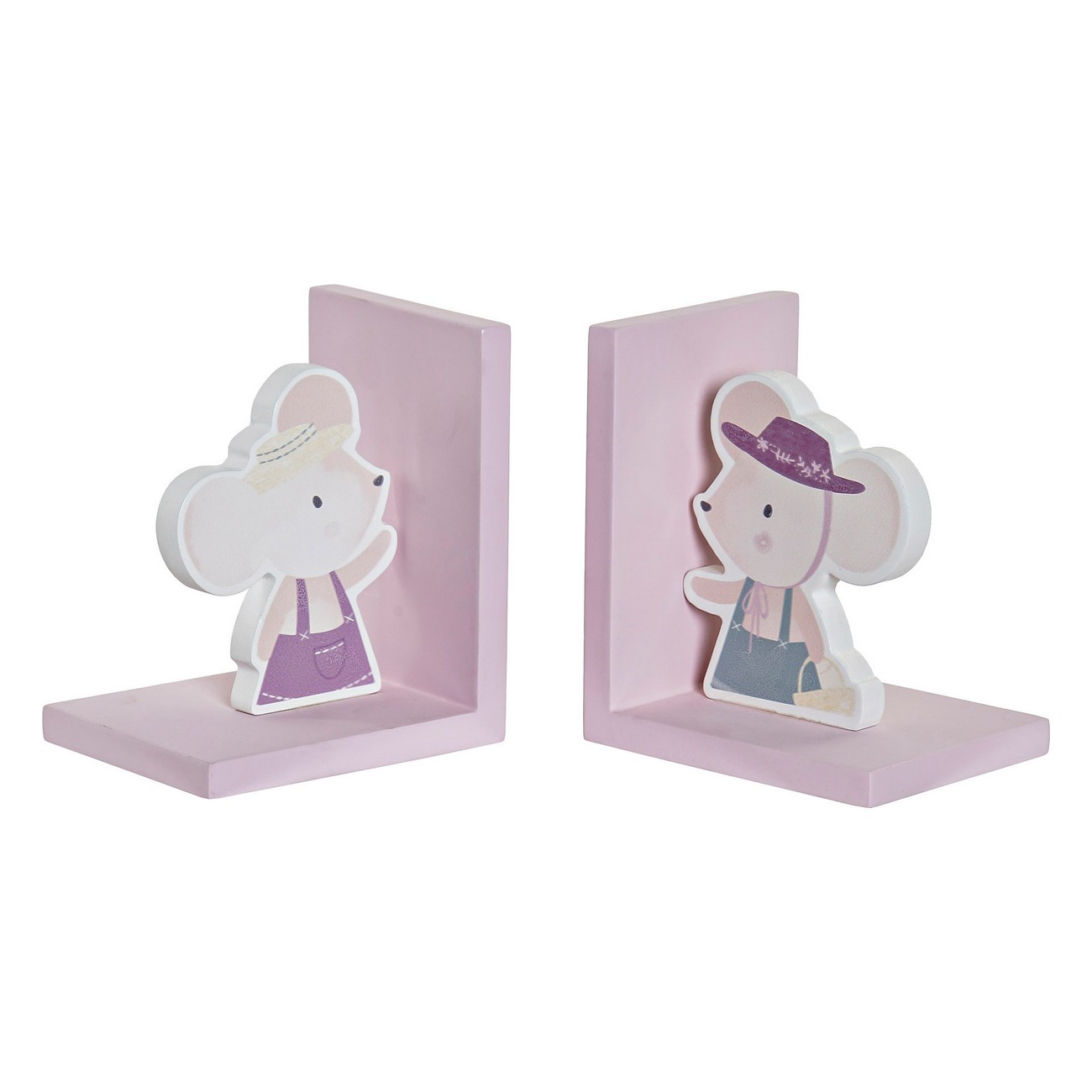 Bookend DKD Home Decor LD-173251 12,5 x 9,5 x 14,5 cm Mouse Children’s MDF Wood (2 Units)
