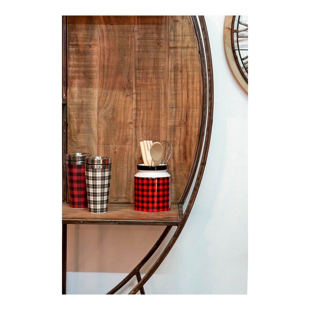 Pot for Kitchen Utensils DKD Home Decor Stainless steel Pinewood Dolomite 11,5 x 11,5 x 26 cm 1 L