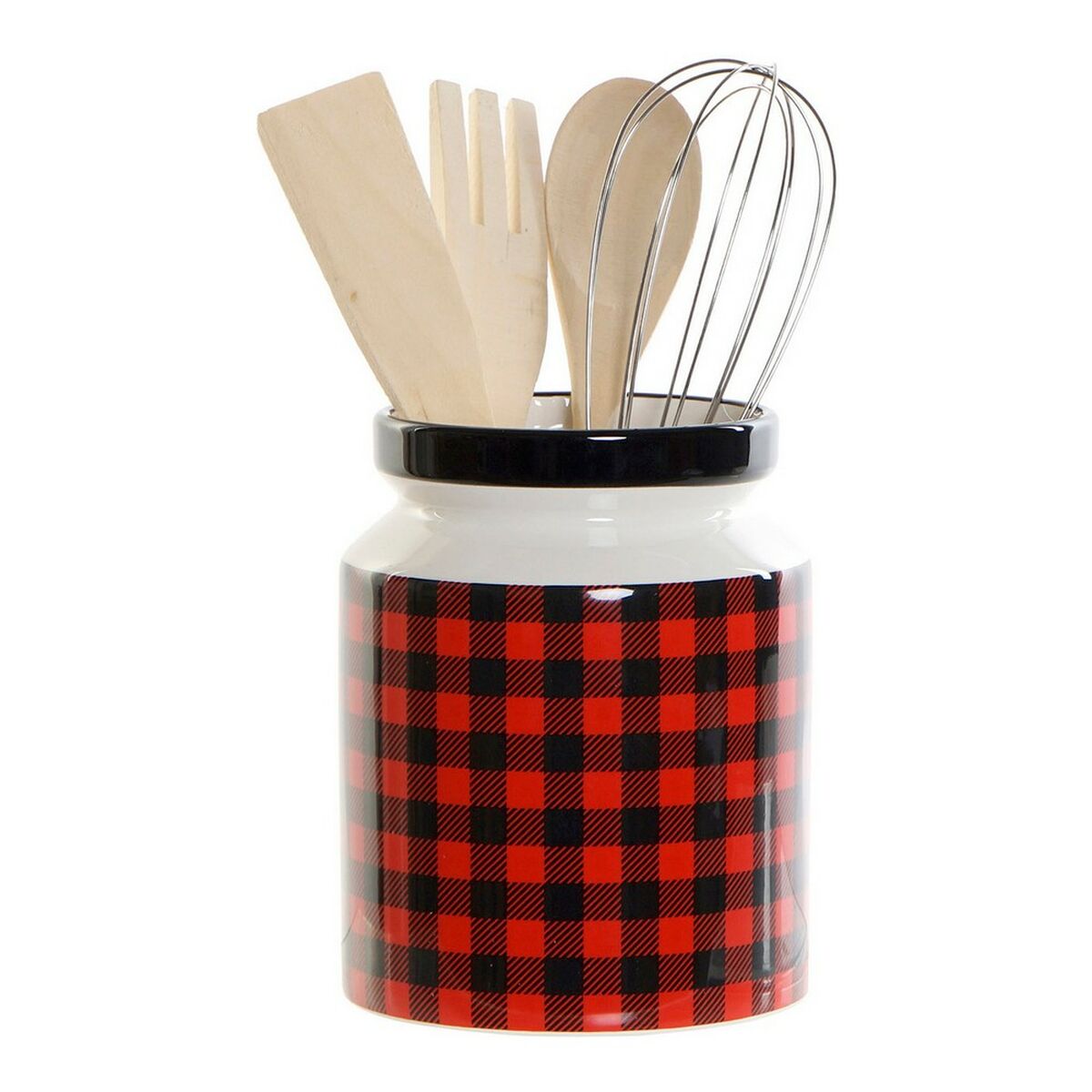 Pot for Kitchen Utensils DKD Home Decor Stainless steel Pinewood Dolomite 11,5 x 11,5 x 26 cm 1 L