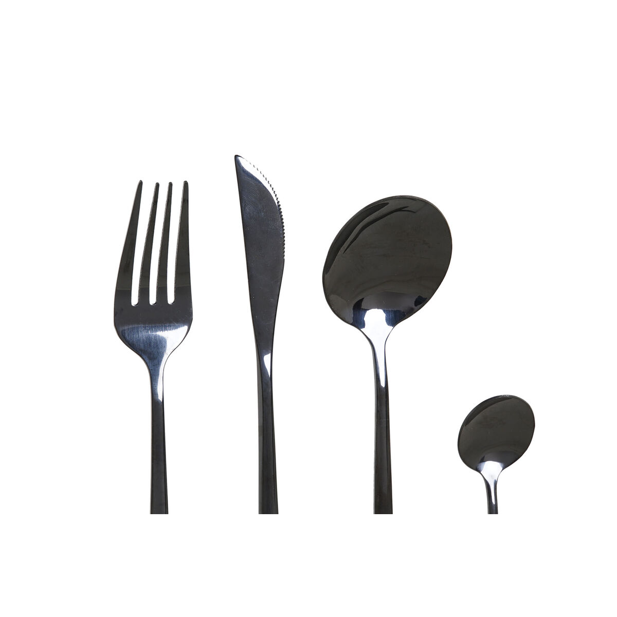 Cutlery set DKD Home Decor Black Stainless steel (16 Pieces)