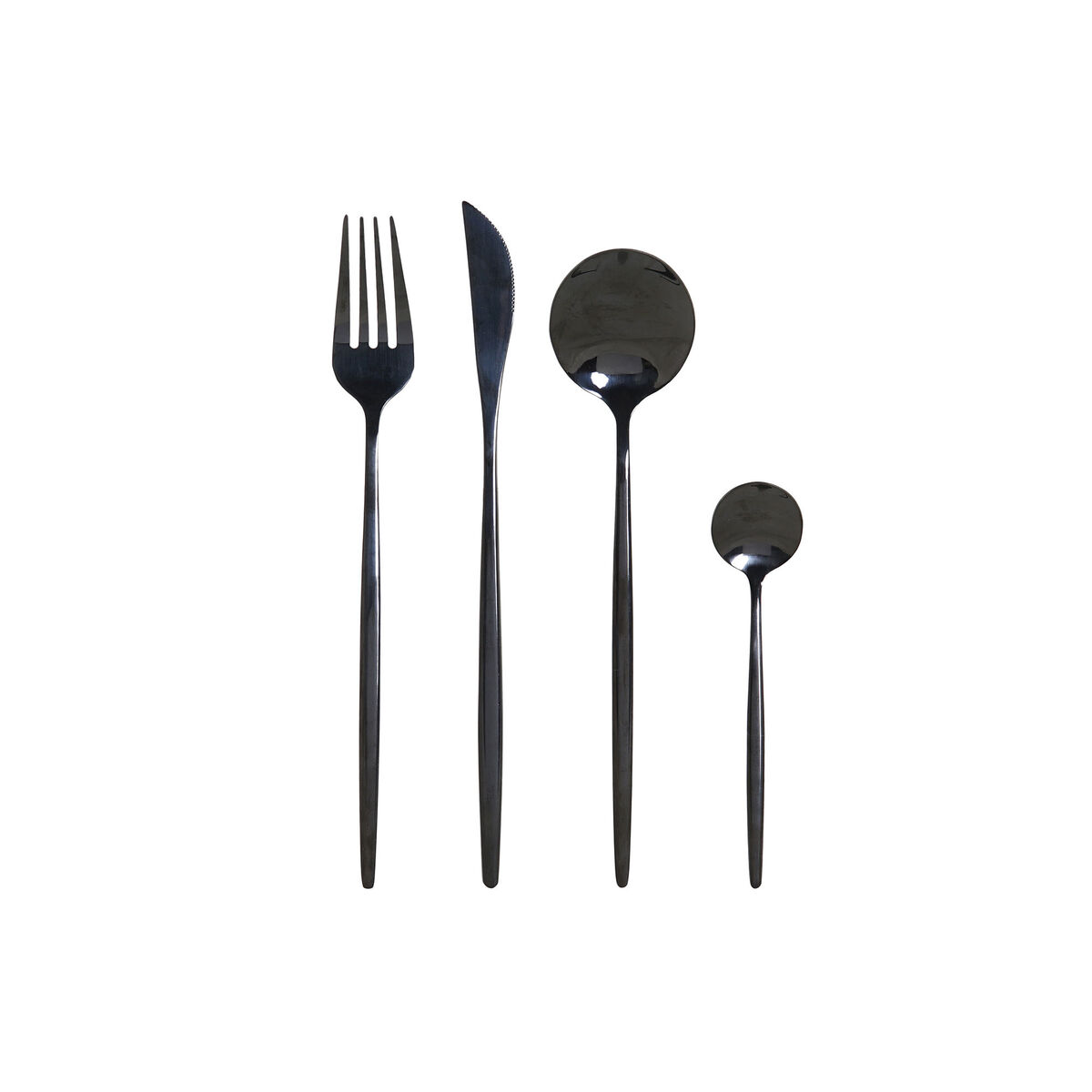 Cutlery set DKD Home Decor Black Stainless steel (16 Pieces)